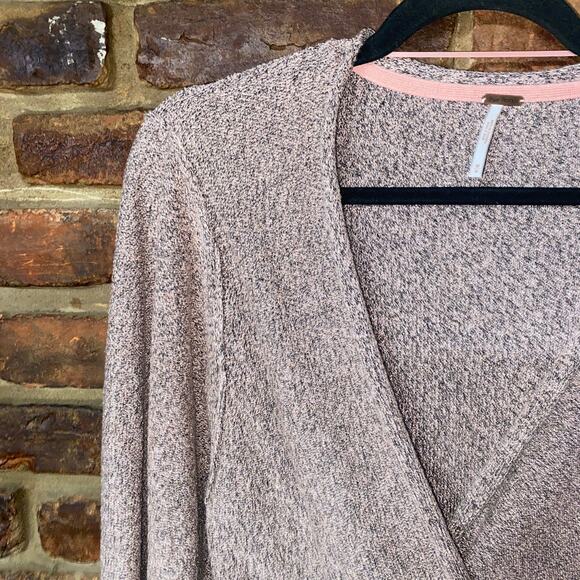 Free People Rose Metallic Going For Gold Faux Wrap Sweater Women's Size Medium - Picture 3 of 8